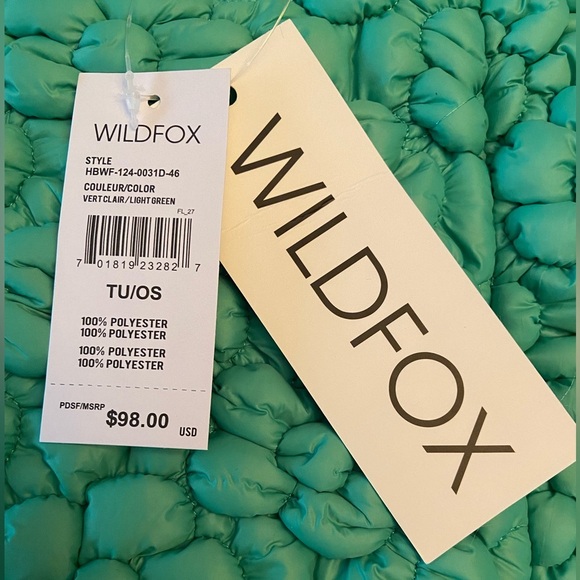 NWT WILDFOX LARGE PUFFY TOTE BAG - GREEN - Picture 5 of 7